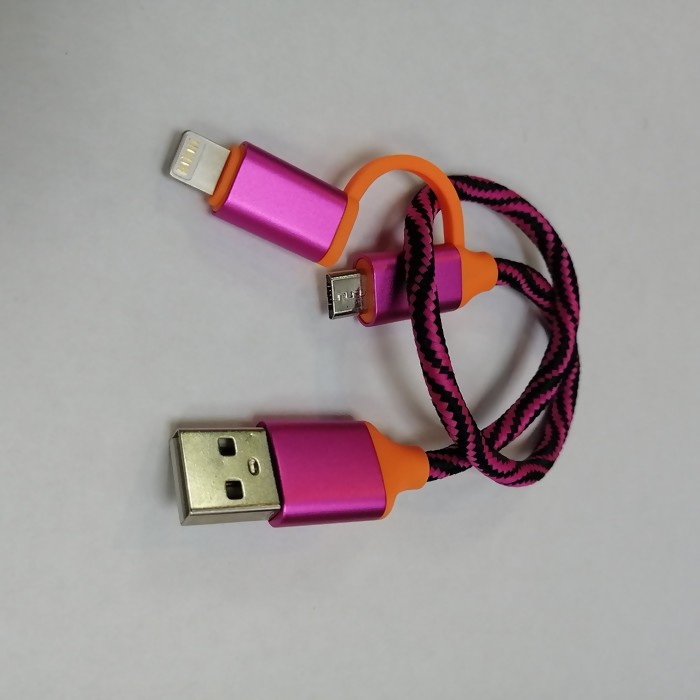 Зарядный Кабель Noname Lightning + micro USB розовый