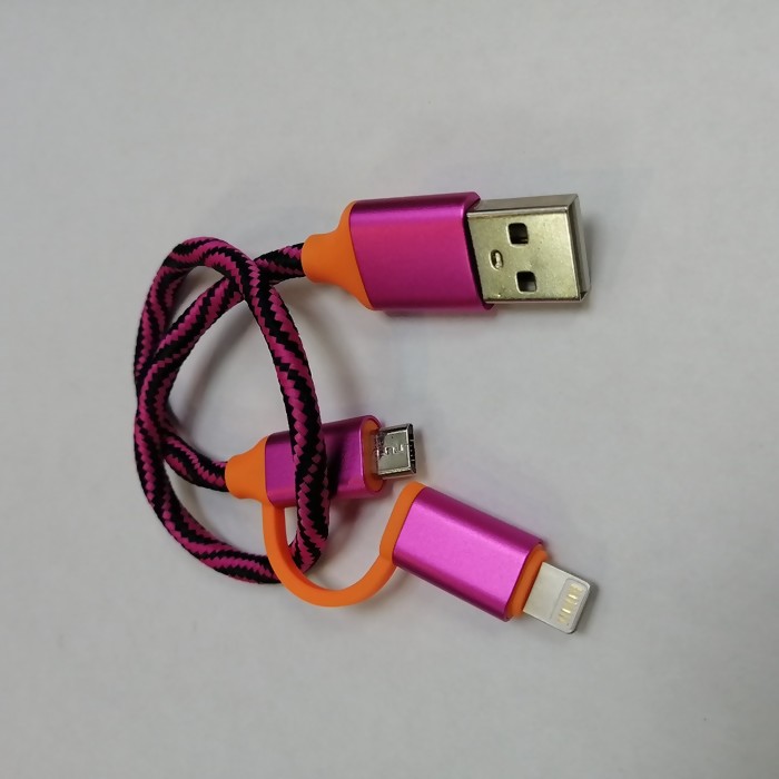 Зарядный Кабель Noname Lightning + micro USB розовый