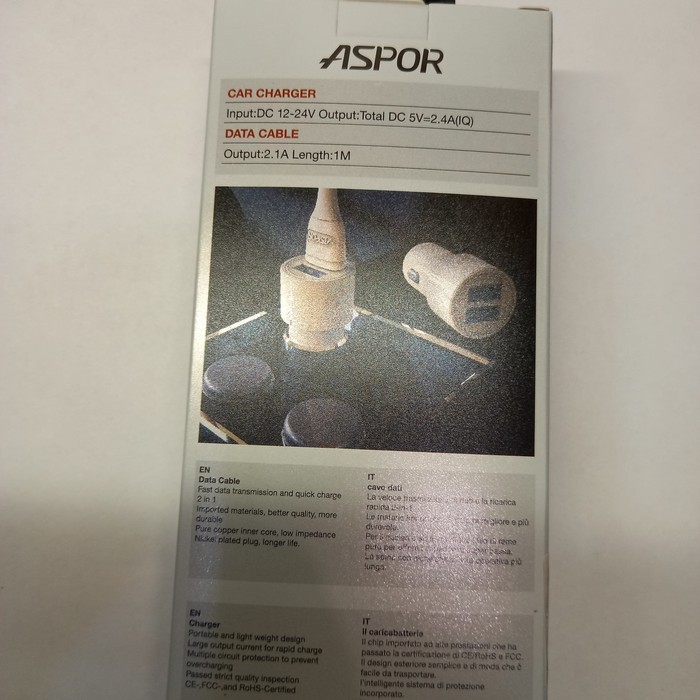 Автомобильное зарядное устройство Aspor A905 iPhone